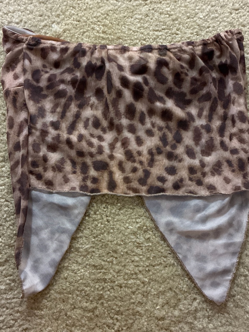 SHEIN Brown Leopard Print Strapless Crop Top xsmall